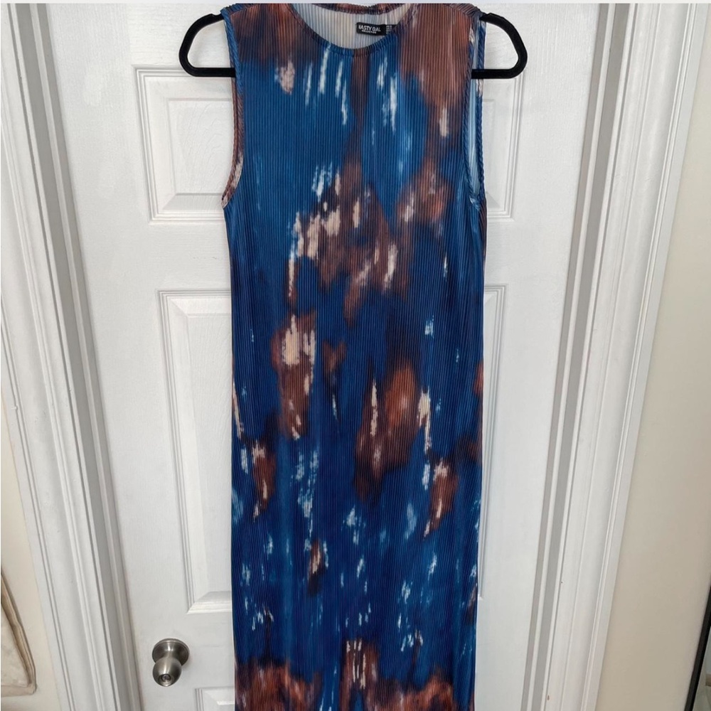Nasty Gal Blue and Brown Sleeveless Maxi Dress